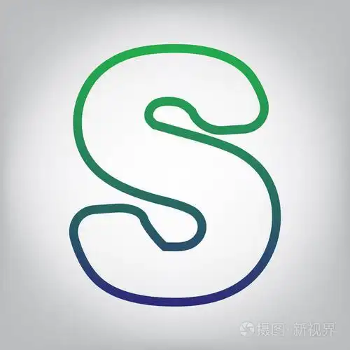 字母s标志设计模板元素矢量绿色到蓝色渐变轮廓图标在灰色背景光线在