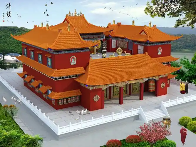 藏传佛截获教寺庙效果图