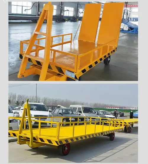 电动重型叉车牵引平板车厂区拖车实心轮胎大吨位牵引平板拖车重型 10