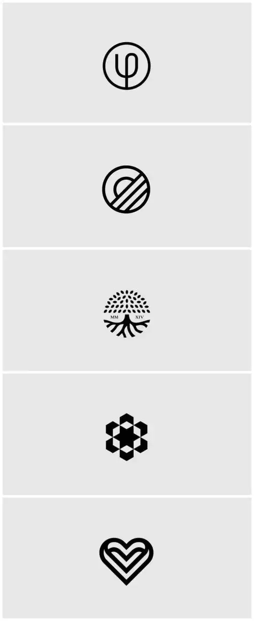 一组几何形状的创意logo设计