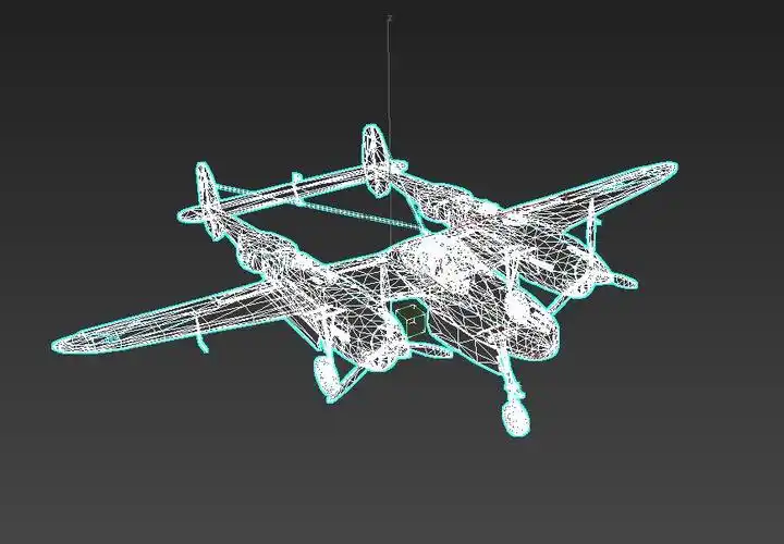 p38 双翼螺旋桨飞机模型