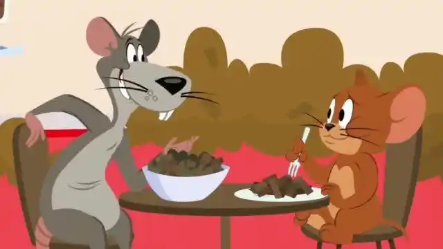 新猫和老鼠:另一个老鼠和杰瑞在一起吃饭,一个老师进来了