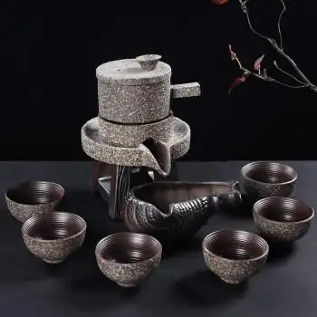 京兰整套冲泡石磨茶具磨石陶瓷个性家居水壶一壶六杯送礼功夫茶具古典