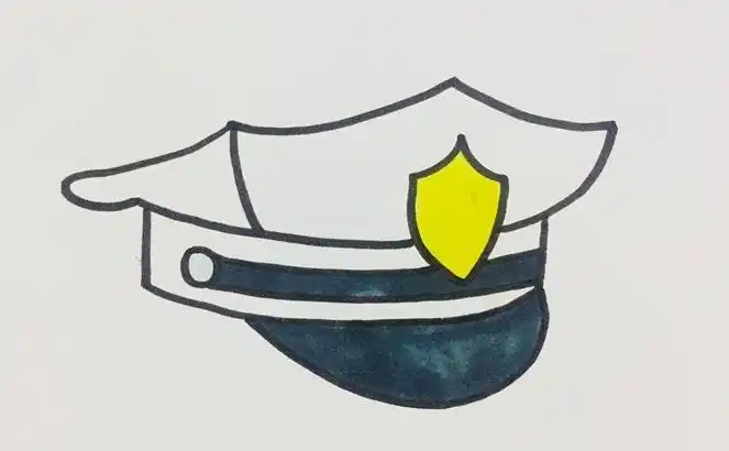 警察帽子怎么画_警察帽子简笔画画法步骤图解