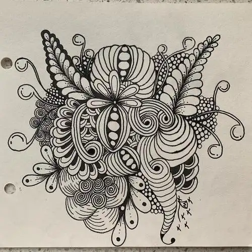 线描黑白画禅绕画临摹四十九禅绕