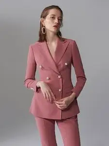 thetimeless万茜同款干枯玫瑰色西装女简约干练外套