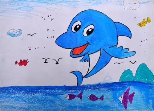 少儿书画作品-小海豚/儿童书画作品小海豚欣赏_中国少儿美术网