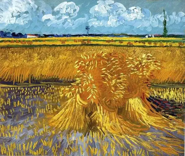 学画后,梵高还顶着烈日,在麦田里,没有一点阴凉,一画就是几个小时.