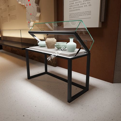 吴汉匠超白玻璃字画作品陈列展览柜子定做液压博物馆展示柜陶瓷玻璃