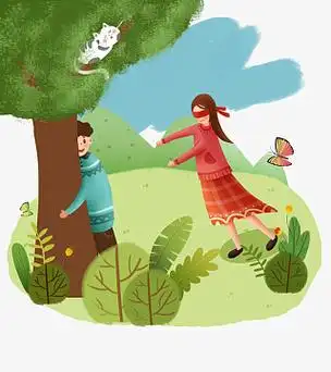 彩色创意捉迷藏卡通手绘png捉迷藏epspng玩捉迷藏的孩子下载png卡通