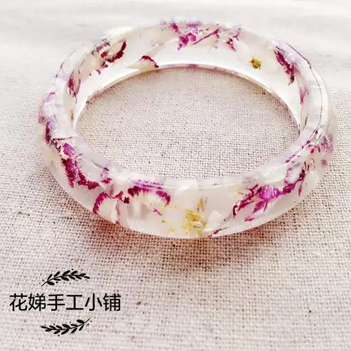 【水晶滴胶 永生花手镯 康乃馨 母亲节礼物】原创水晶滴胶手镯女植物