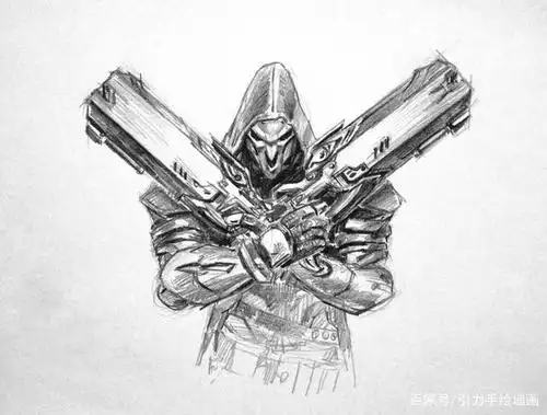 小引爱分享——守望先锋游戏角色素描手稿