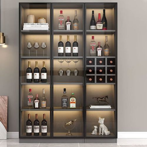 达儿旅轻奢酒柜玻璃门客厅展示柜靠墙一体现代简约高档家用酒架储物