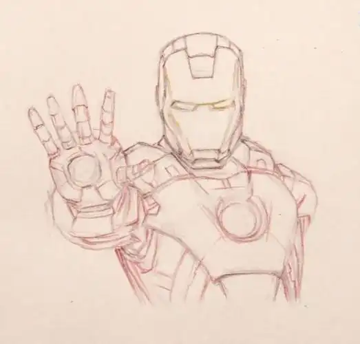 超级英雄钢铁侠彩铅手绘