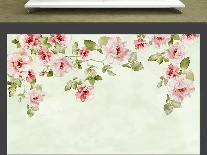 背景墙 电视背景墙 田园背景墙 > 手绘蔷薇小清新电视背景 素材图片