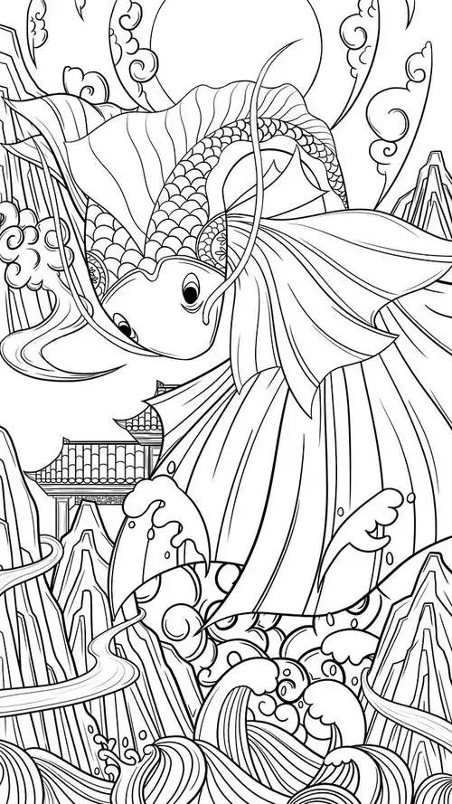 16:34:31鲤鱼跃龙门动物线稿annabel_j该采集也在以下画板加载更多