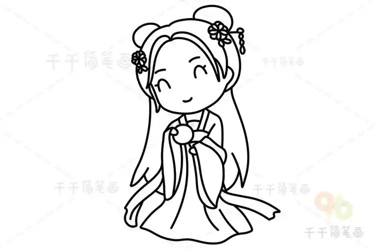 古代女孩简笔画教程简单_女孩简笔画