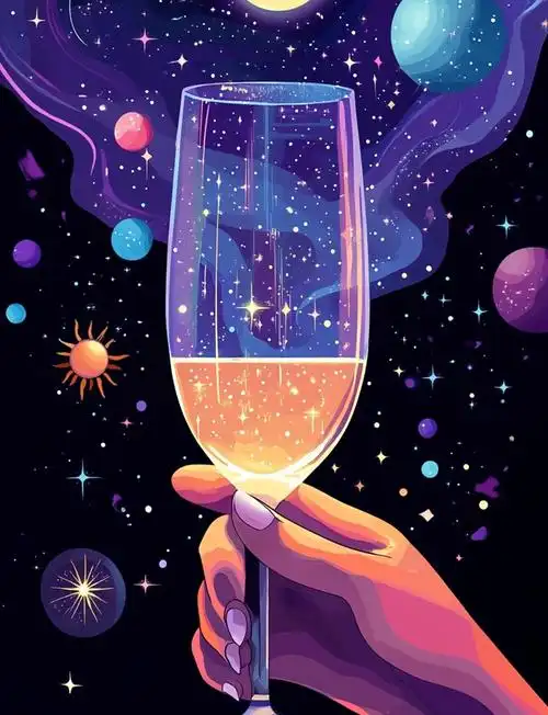 紫色梦幻星空酒杯背景素材