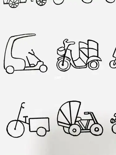 画水笔手帐插画绘画ins画个简笔画三轮车交通工具简笔画步骤图片大全