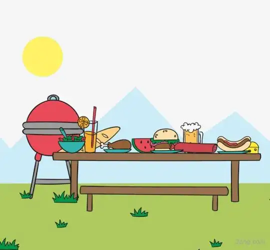 野餐场景png素材透明免抠图片卡通手绘