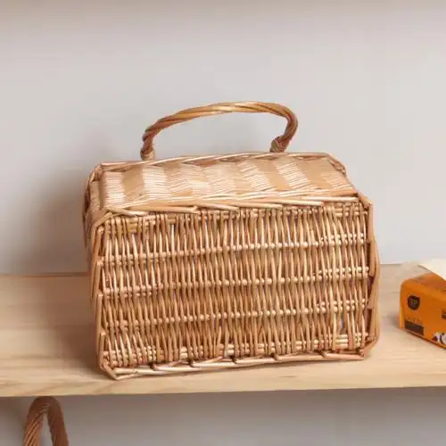 e0pb批发非藤篮藤编藤条竹编草编藤筐 柳编收纳筐篮子盒桌面田园