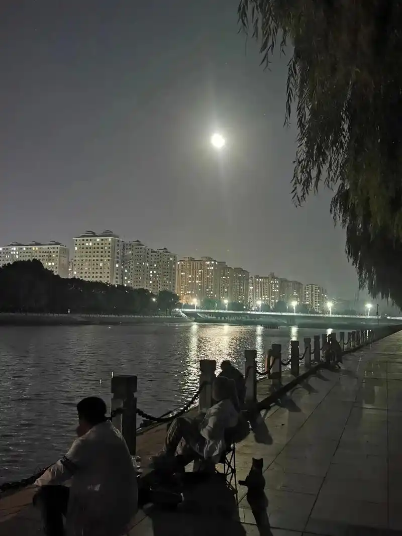 我的抖音生活日记 小镇酷暑的夜晚,河边吹着凉爽的风