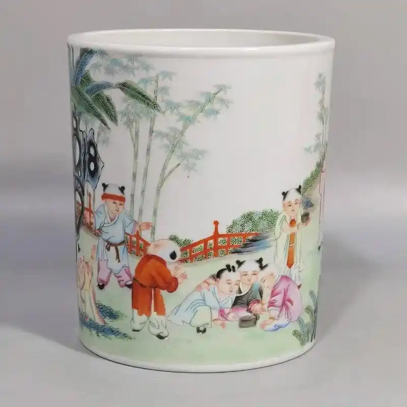 清乾隆粉彩婴戏图笔筒#好东西一起分享给大家 #传承古代文化欣 - 抖音