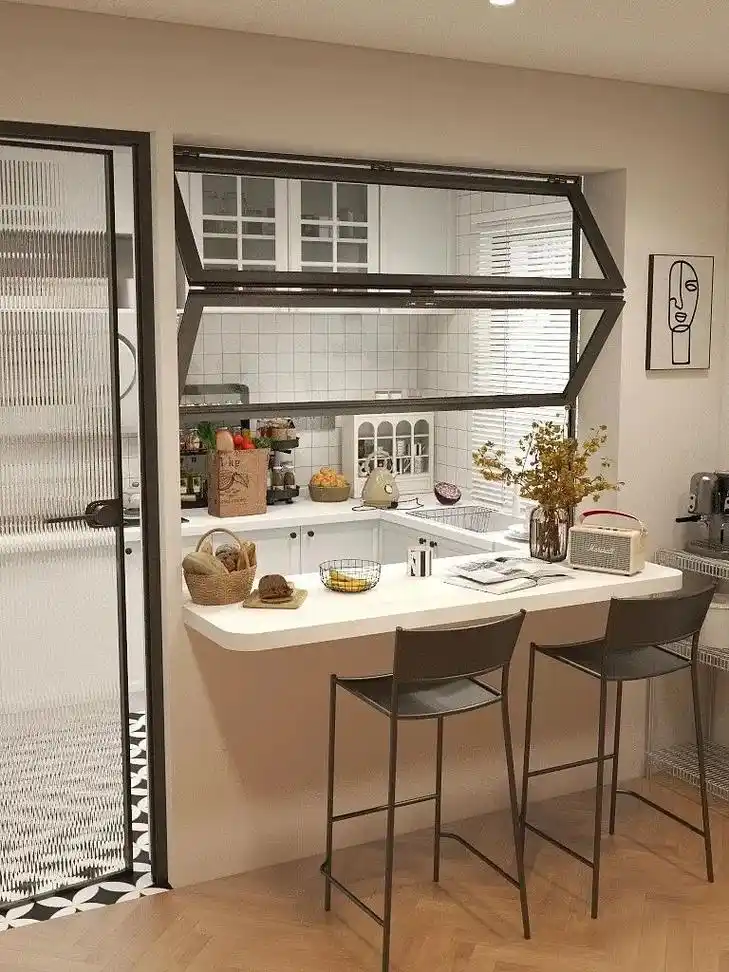 小户型半开放式厨房77吧台设计.2023想做开放式厨房但是朋友 - 抖音