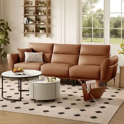 【京东】顾家家居(kuka)头层牛皮沙发客厅沙发大小户型1227柔空白3人