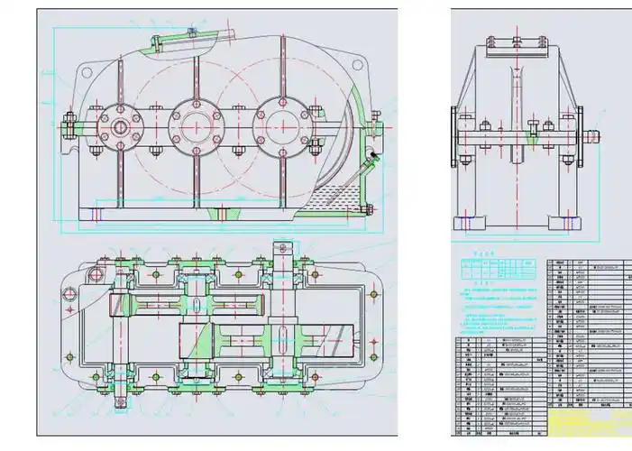 展开式二级圆柱齿轮减速器装配图