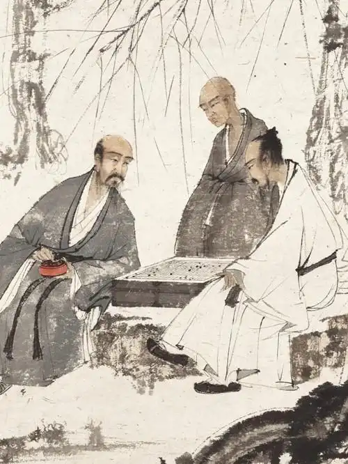 傅抱石人物画铭心佳作珍品对弈图