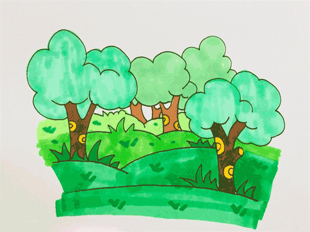 儿童简笔画背景森林