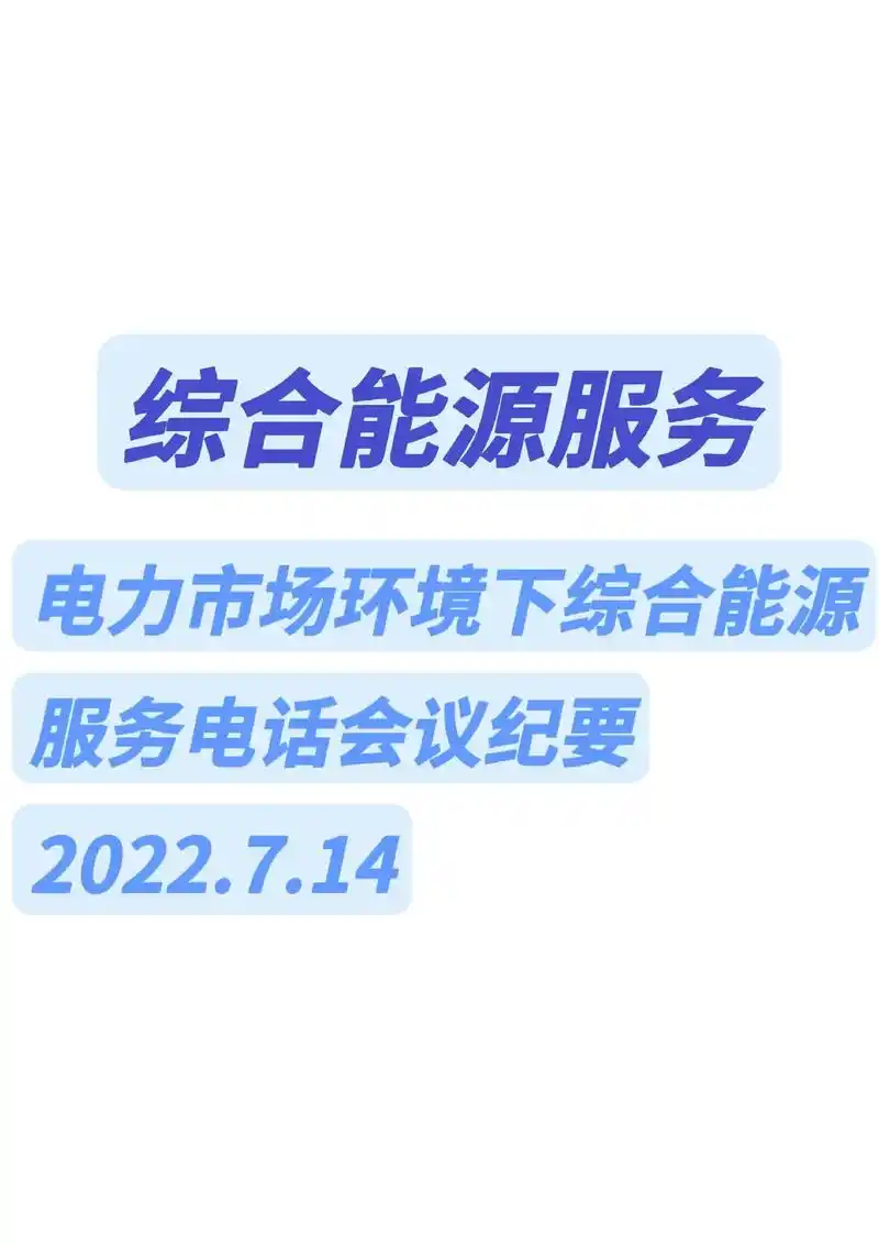 电力市场环境下的综合能源服务电话会议.20220714 店里 - 抖音