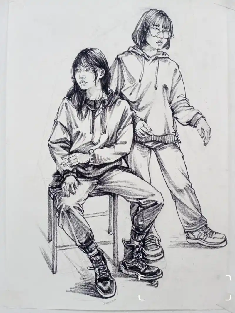 画一幅简易组合双人,速写步骤图