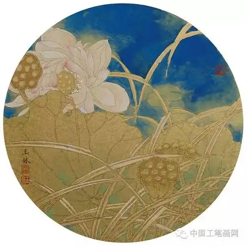 两洁不容尘有污,一圆还与世无争.工笔圆形扇面作品欣赏