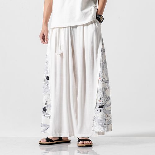 阔腿中国国风汉服裤子汉元素男士改良大袴宽松民族服装