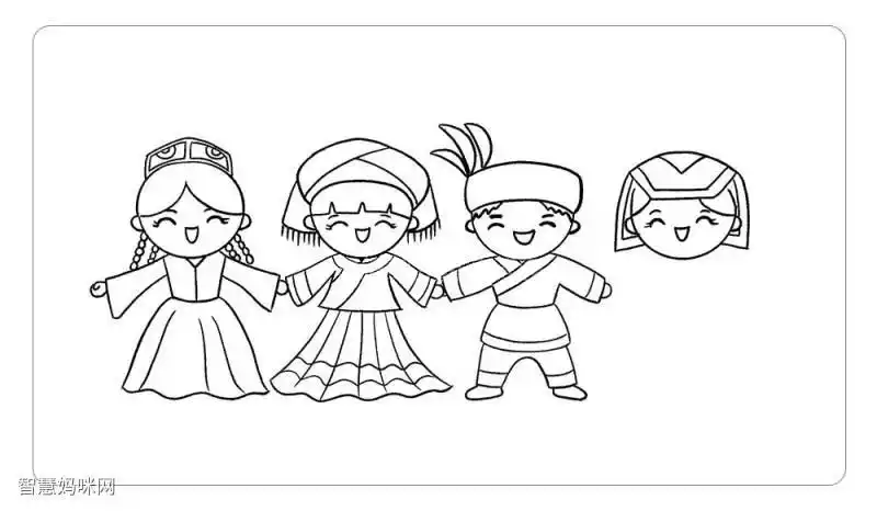 56个民族鸡蛋娃娃简笔画中华民族一家亲简笔画少数民族柯尔克孜族1简