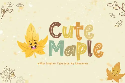 可爱风格枫叶装饰设计英文无衬线字体16素材网精选cutemaplefont