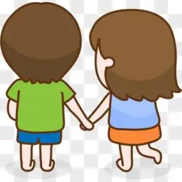 矢量牵手儿童