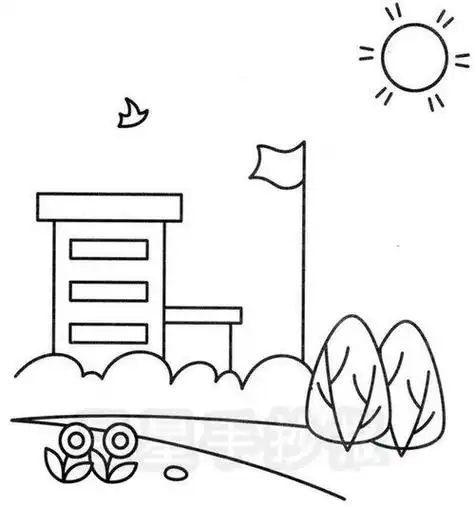 实验小学的简笔画简单