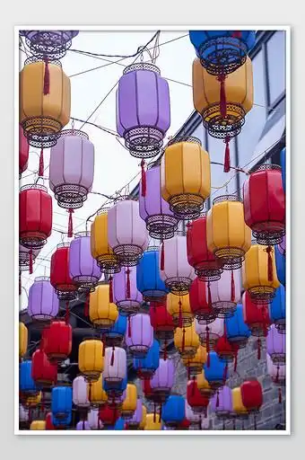 美丽色彩灯笼摄影图