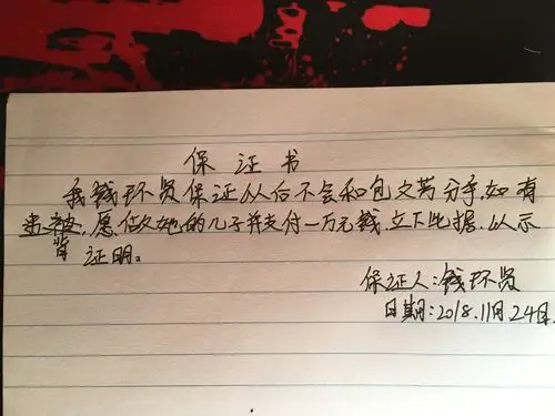 我想请问下就自己手写的保证书有签名受不受法律责任,有图!