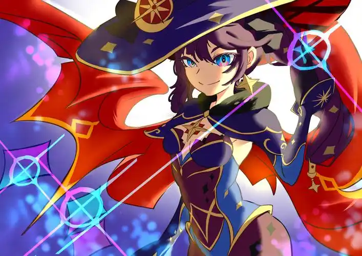 渐变黑丝真君_原神莫娜立绘平涂我要上首推插画绘画作品