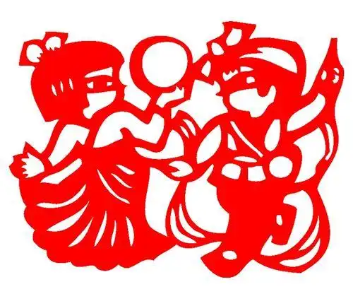 rw221少数民族舞蹈节日窗花儿童剪纸画过节作品墙贴纸贴画成品