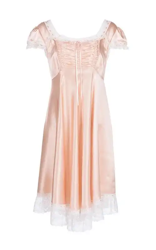 shiatzy chen/夏姿陈 浪漫桃花源系列蕾丝拼接丝质女士连衣裙