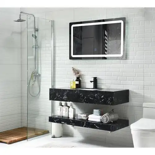 北欧双层大理石洗手盆组合卫生间挂墙式洗手盆小户型浴室柜洗漱台