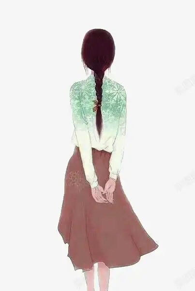 com 女孩 手绘女孩 漫画背影 背影 蝴蝶结 走路背影 辫子