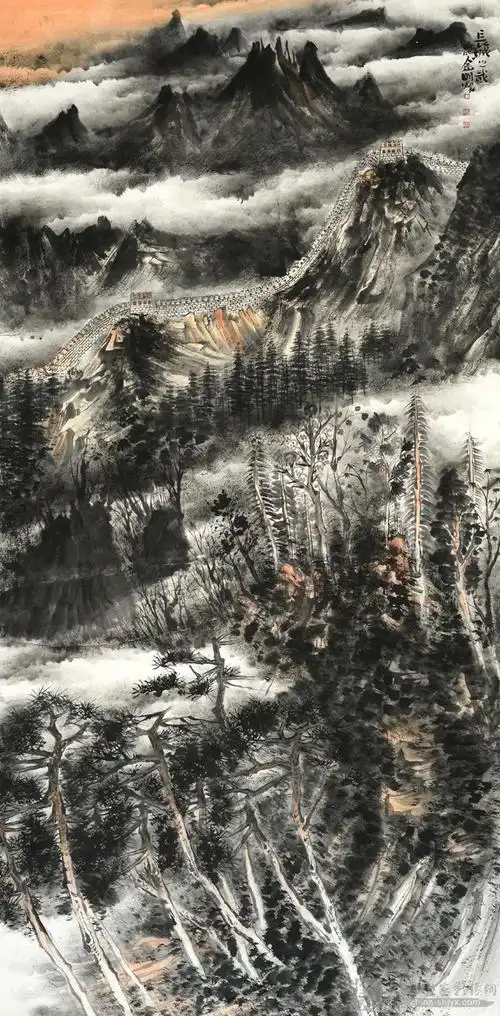 名家艺术家王金明巨幅山水画赏析