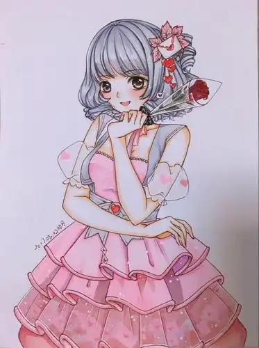 奇迹暖暖 情人节 手游 同人 马克笔 手绘 插画 线稿 动漫 (来自