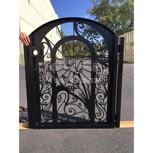 铁艺花园门,定制单开单扇的铁门,艺术镂空设计